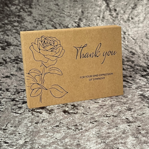 Rose Design – Thank you Sympathy Kraft Cards 89mm x 125mm