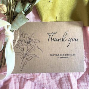 Lily Design – Thank you Sympathy Kraft Cards 89mm x 125mm